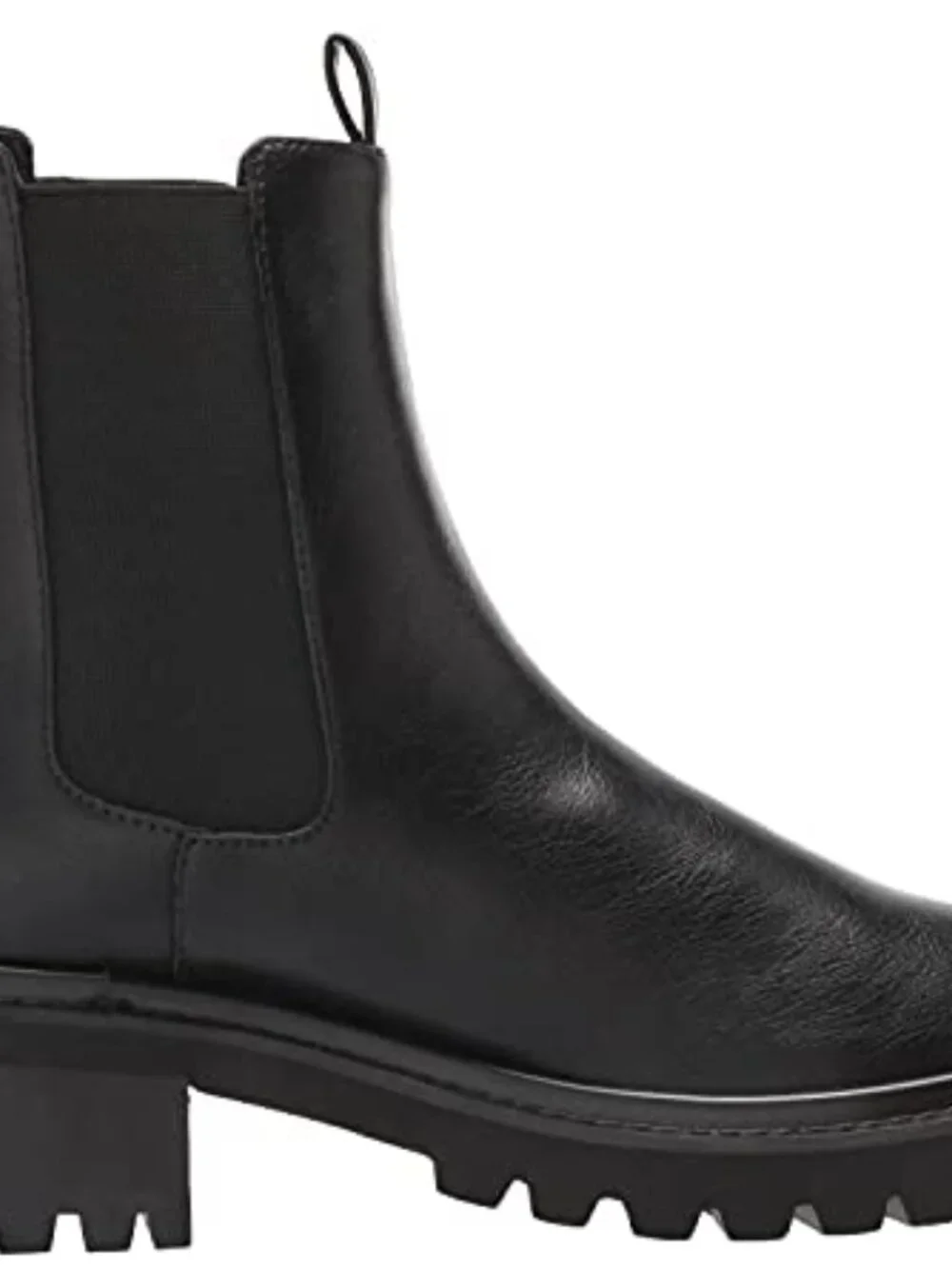 Chunky Sole Pull-On Chelsea Boots Faux Leather Block Heel Ankle Booties